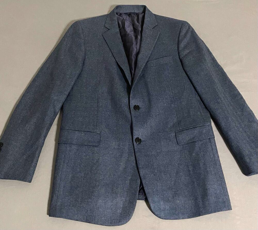 Brooks Brothers Regent Fit Tweed Wool Blazer 42R Blue Herringbone 2-Button